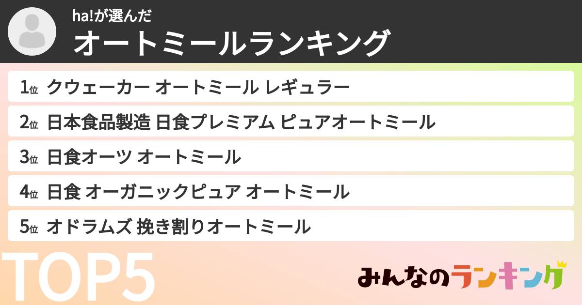 ha!さんの「オートミールランキング」