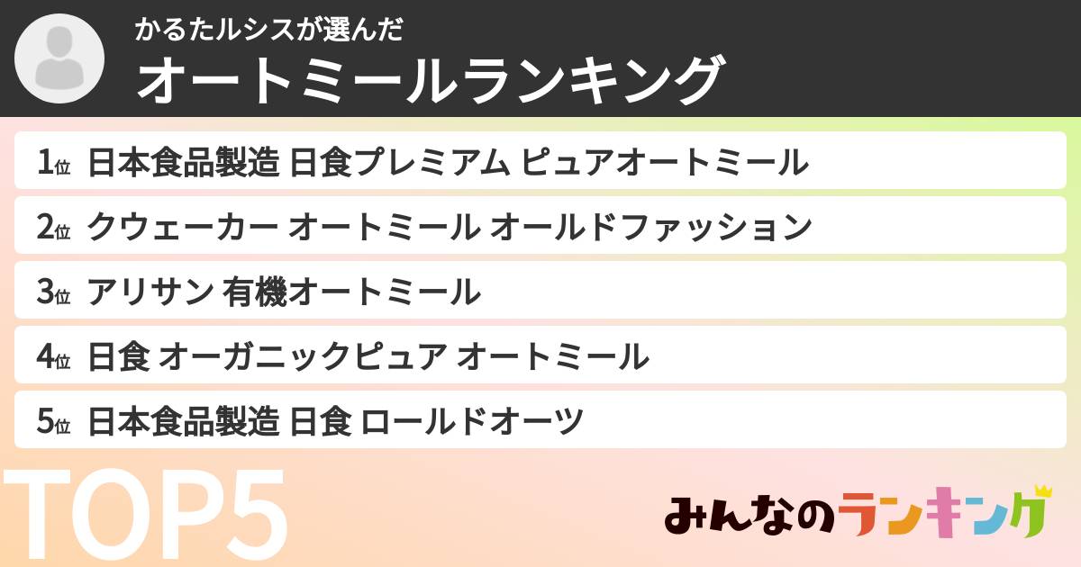 かるたルシスさんの「オートミールランキング」