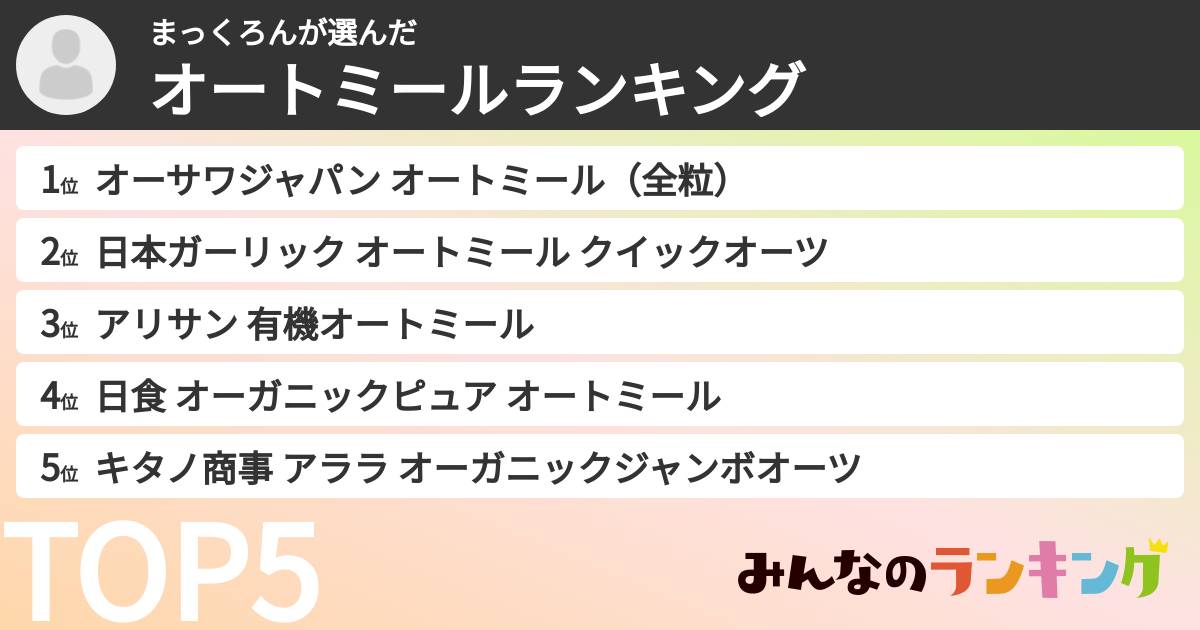 まっくろんさんの「オートミールランキング」