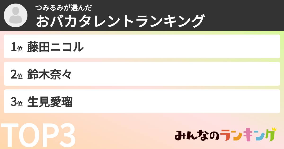 つみるみさんの「おバカタレントランキング」