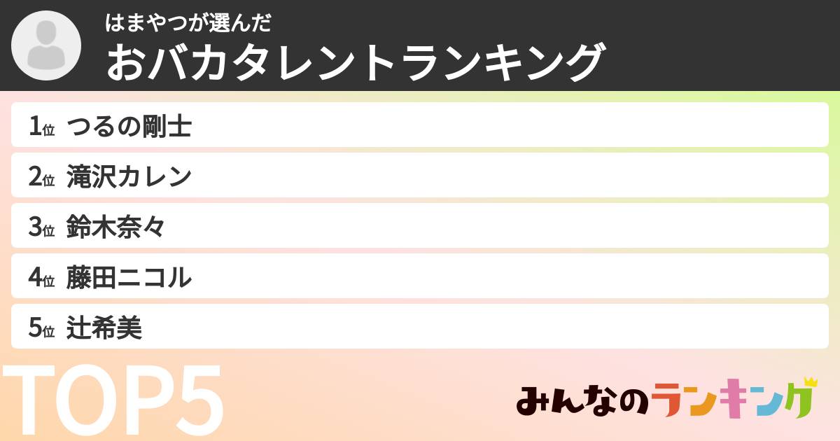 はまやつさんの「おバカタレントランキング」