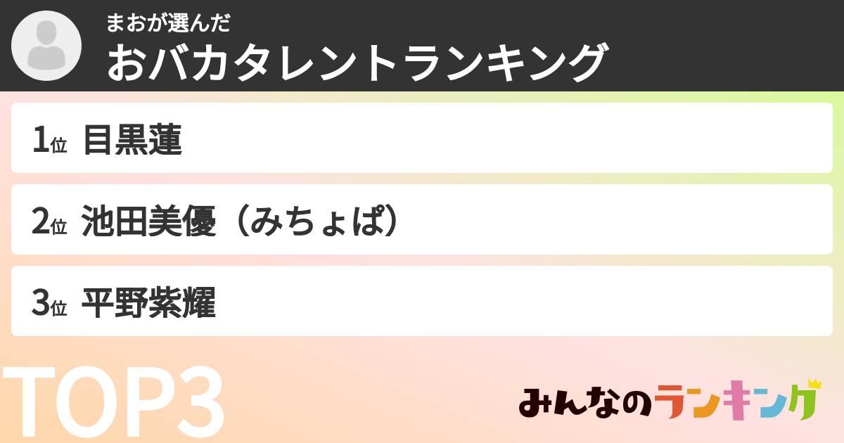 まおさんの「おバカタレントランキング」