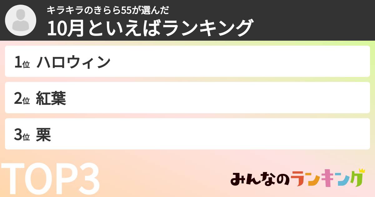 キラキラのきらら55さんの「10月といえばランキング」