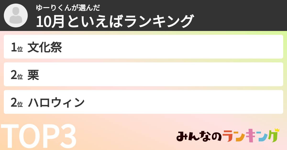 ゆーりくんさんの「10月といえばランキング」