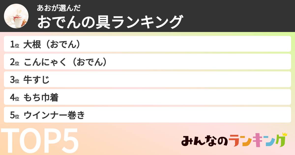あおさんの「おでんの具ランキング」