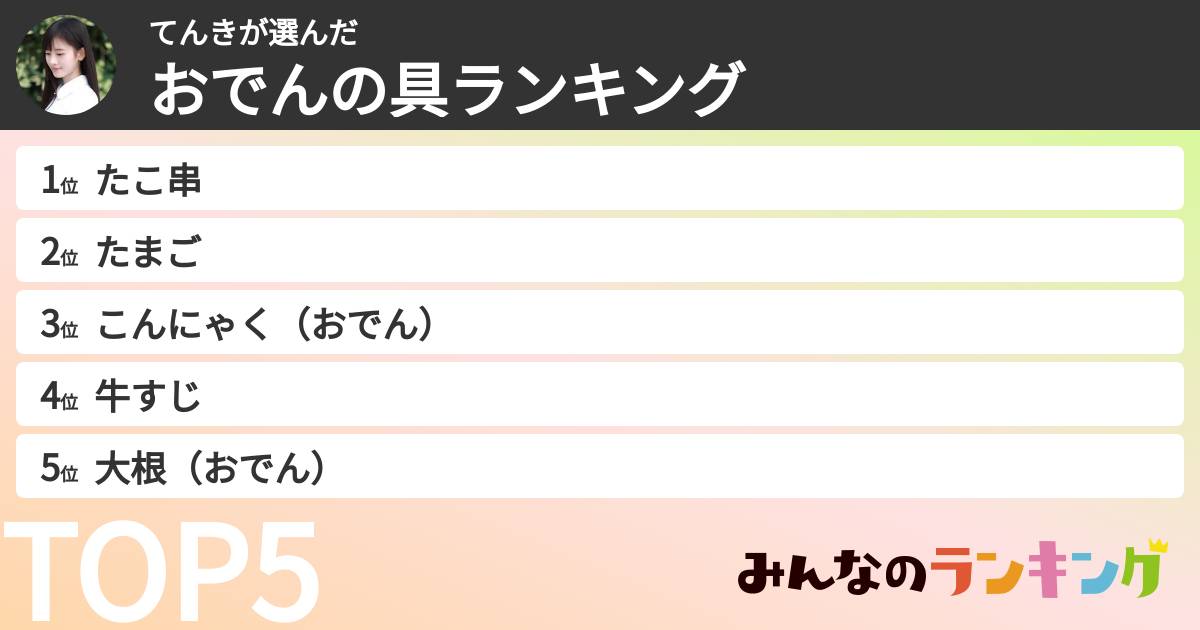 てんきさんの「おでんの具ランキング」