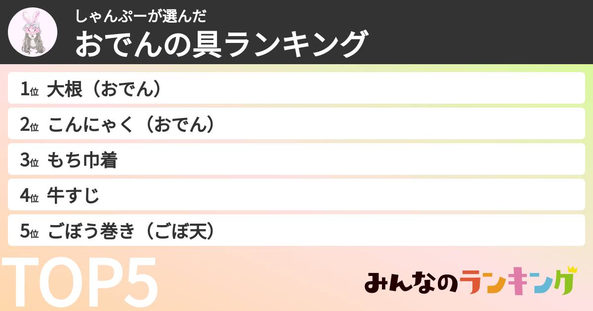 しゃんぷーさんの「おでんの具ランキング」