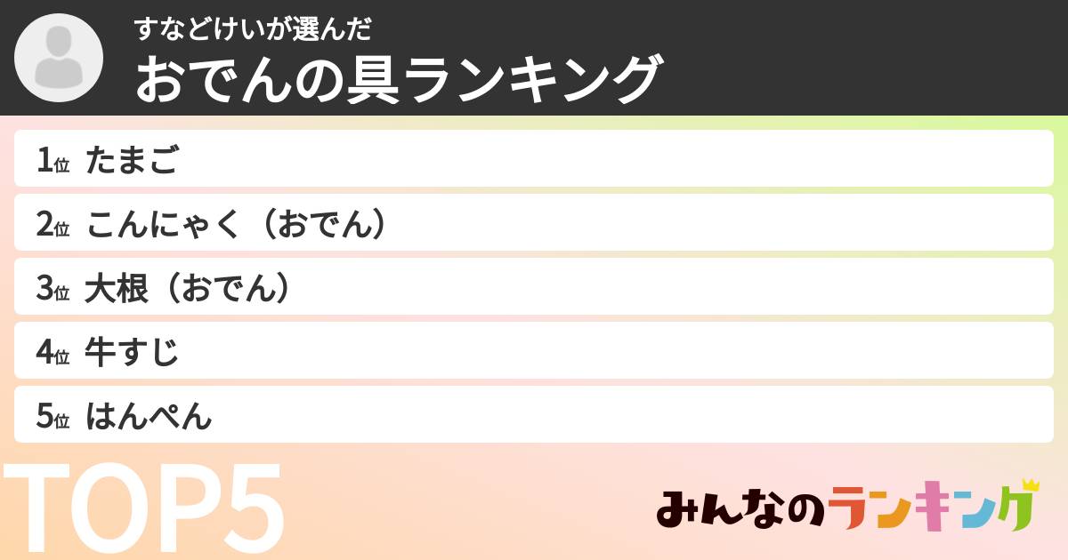 すなどけいさんの「おでんの具ランキング」