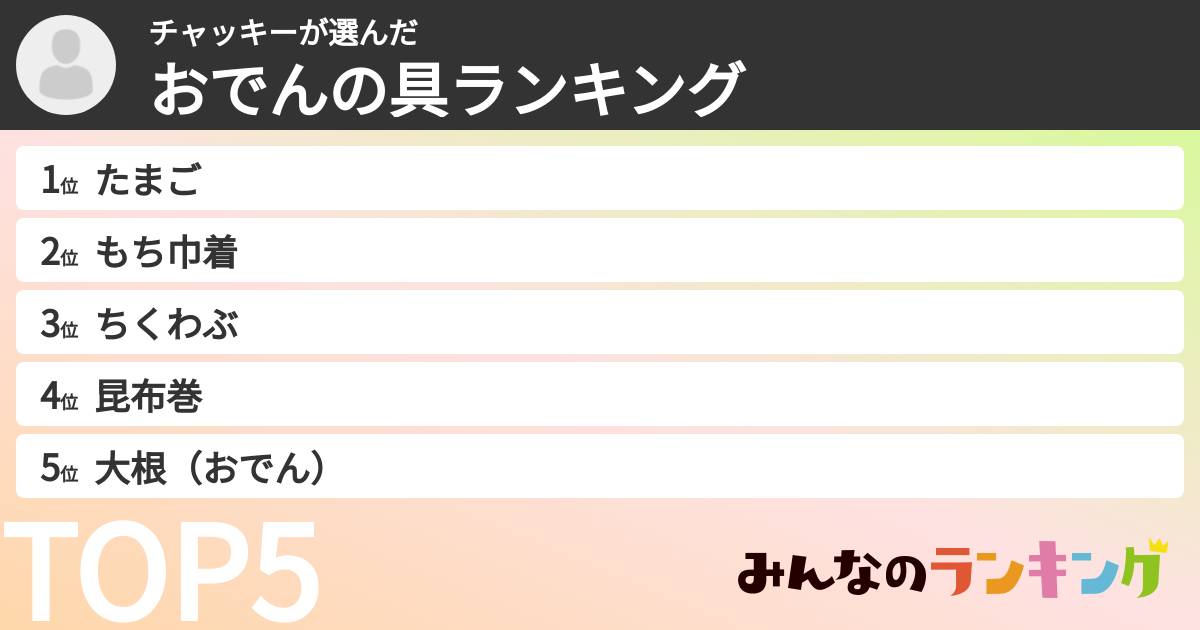 チャッキーさんの「おでんの具ランキング」
