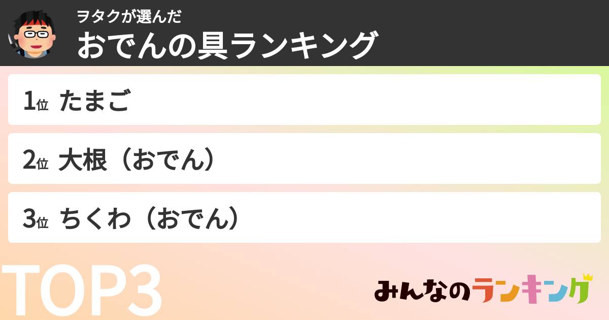 ヲタクさんの「おでんの具ランキング」