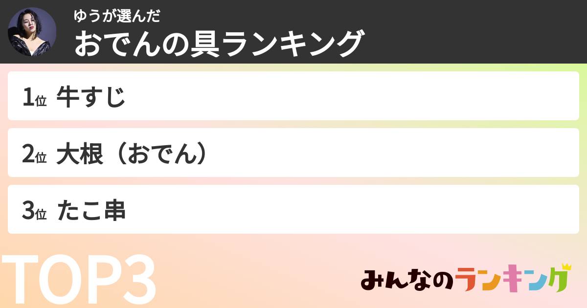ゆうさんの「おでんの具ランキング」