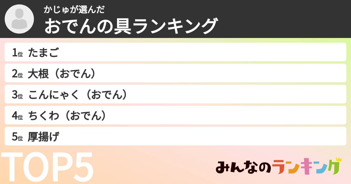 かじゅさんの「おでんの具ランキング」