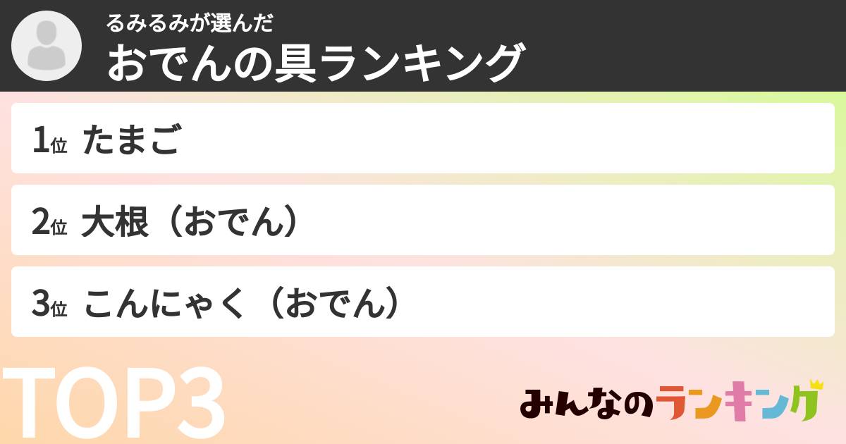 るみるみさんの「おでんの具ランキング」