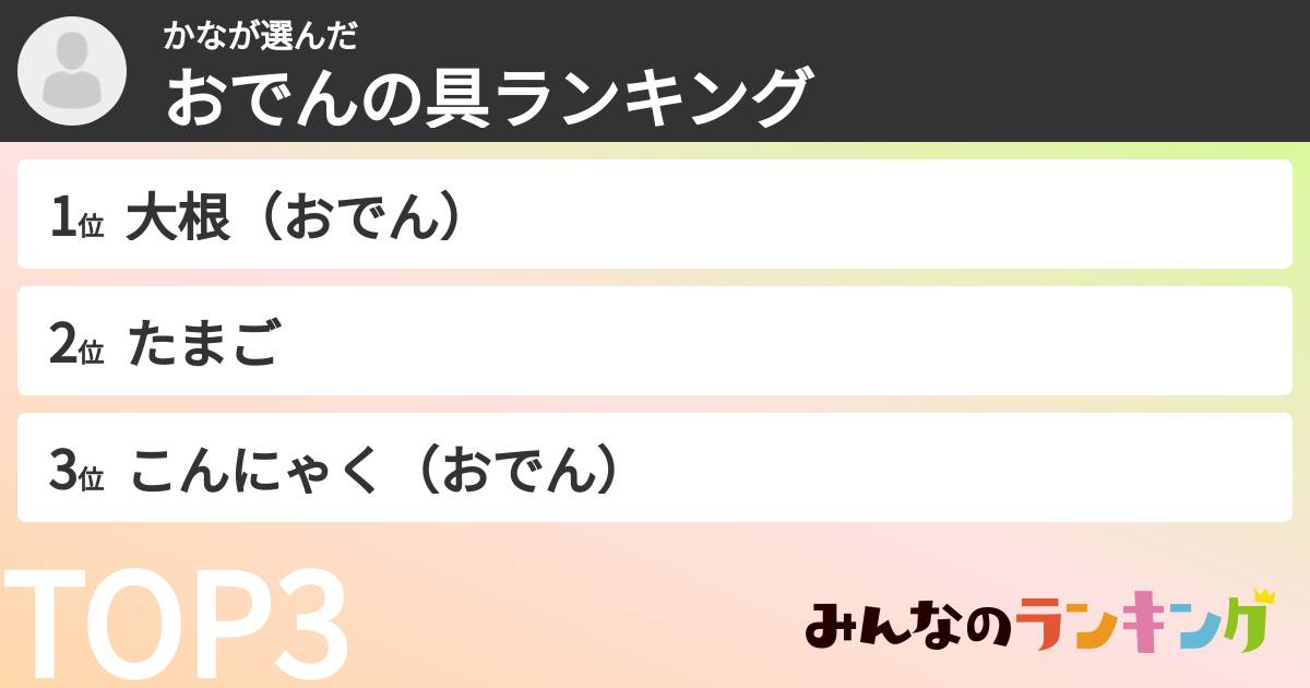 かなさんの「おでんの具ランキング」