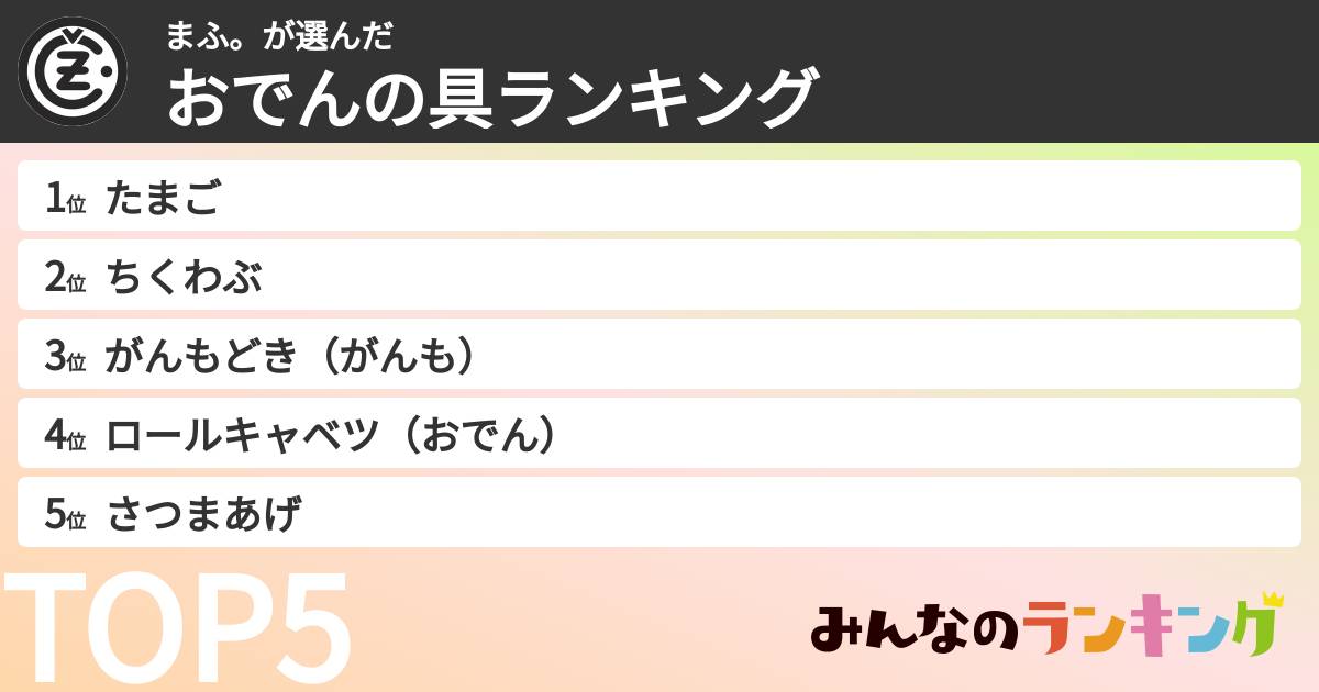 まふ。さんの「おでんの具ランキング」
