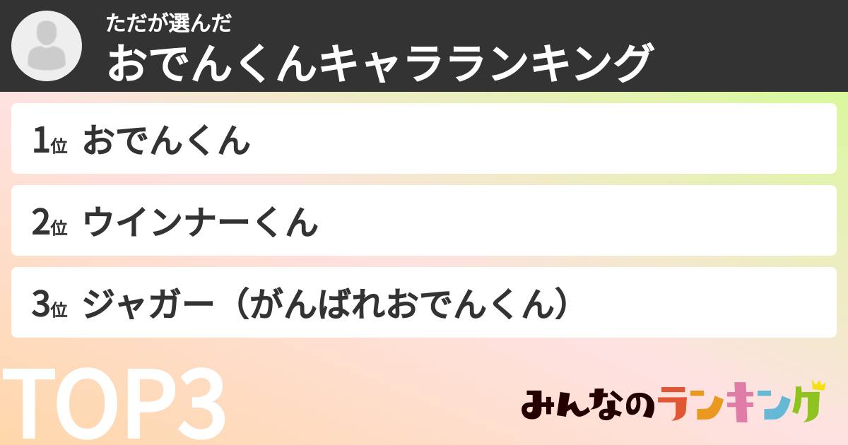たださんの「おでんくんキャラランキング」