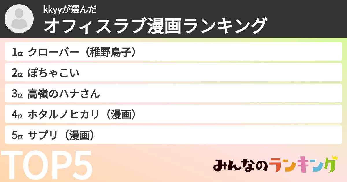 kkyyさんの「オフィスラブ漫画ランキング」