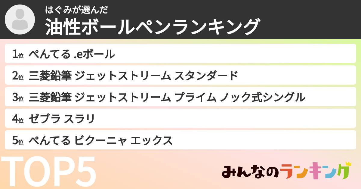 はぐみさんの「油性ボールペンランキング」