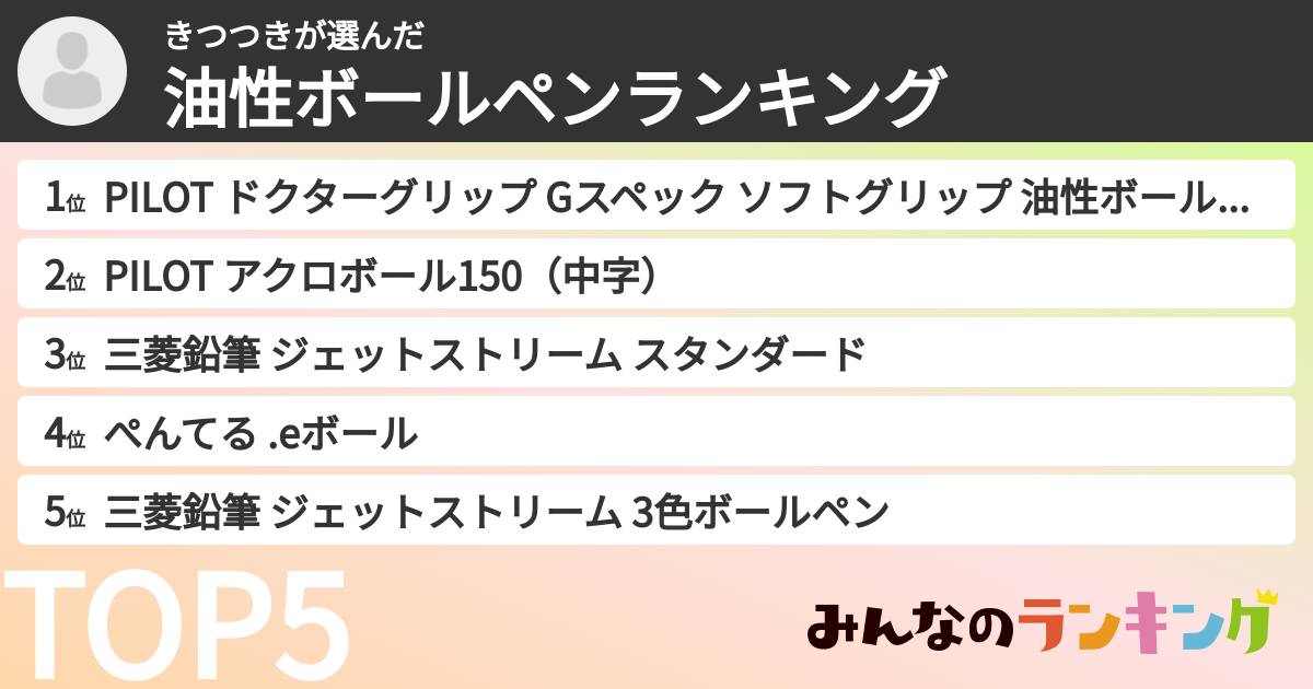 きつつきさんの「油性ボールペンランキング」