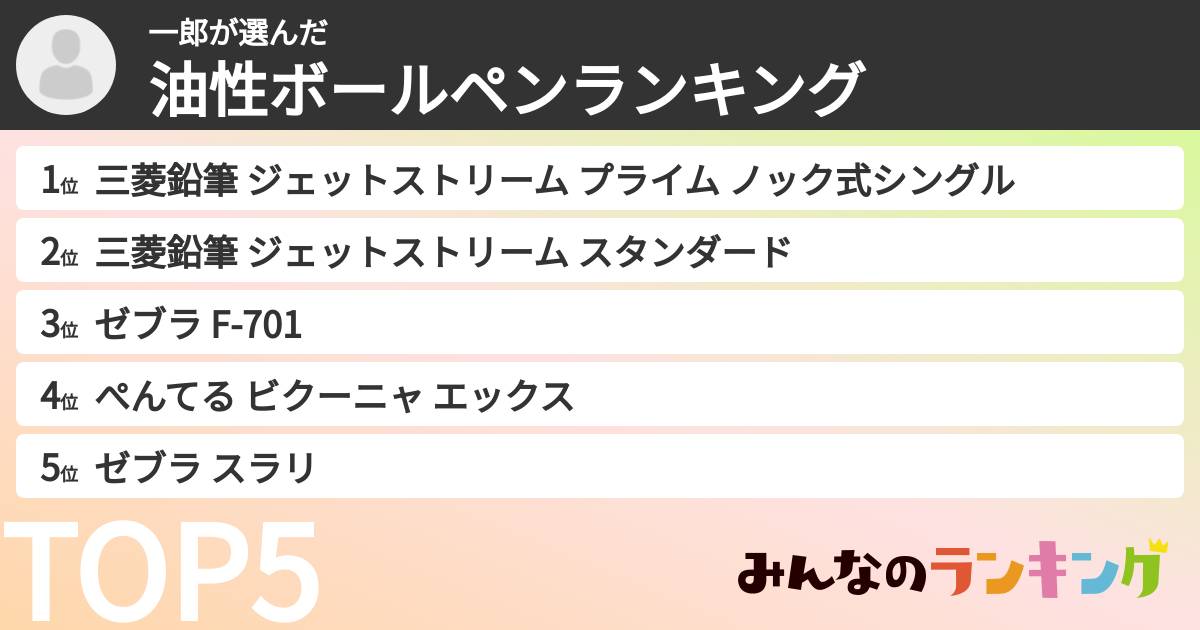 一郎さんの「油性ボールペンランキング」