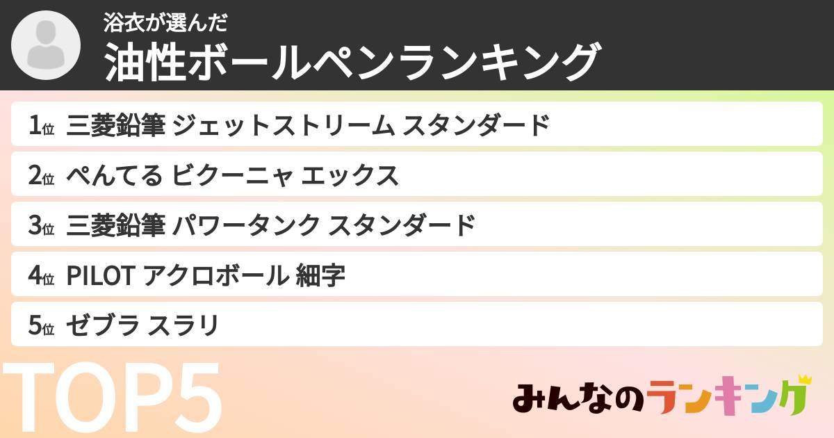 浴衣さんの「油性ボールペンランキング」