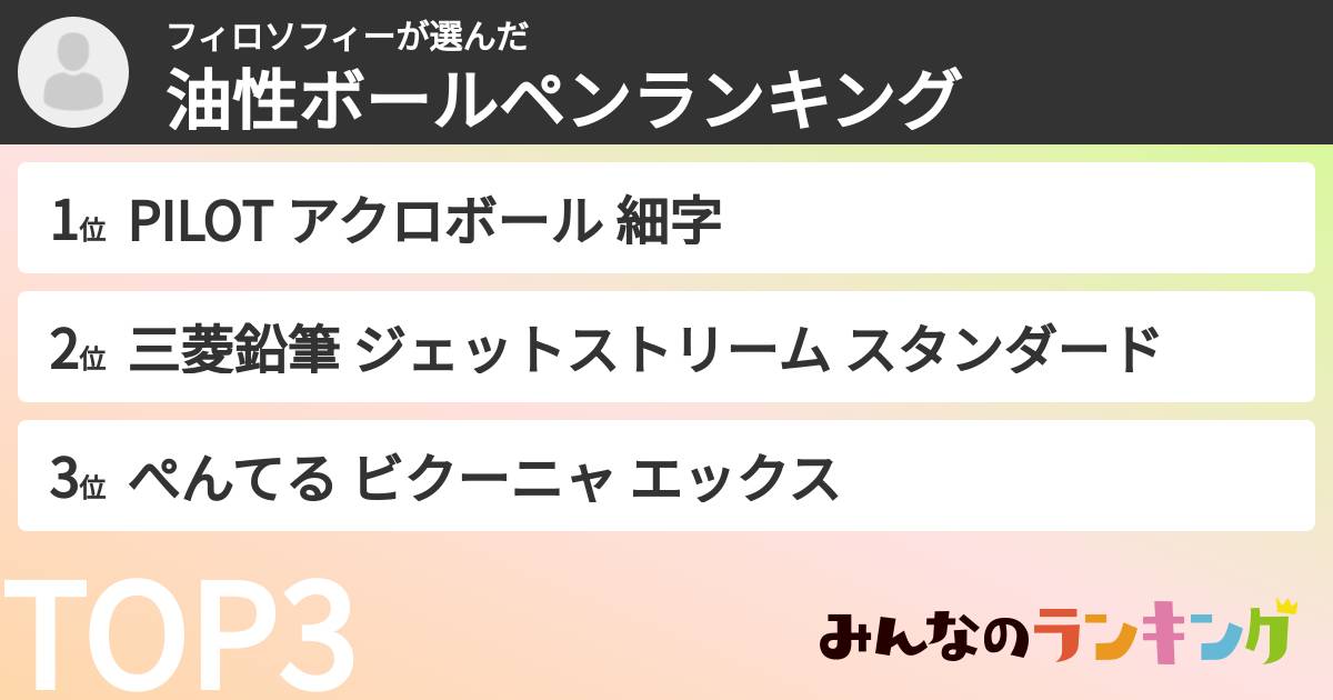 フィロソフィーさんの「油性ボールペンランキング」
