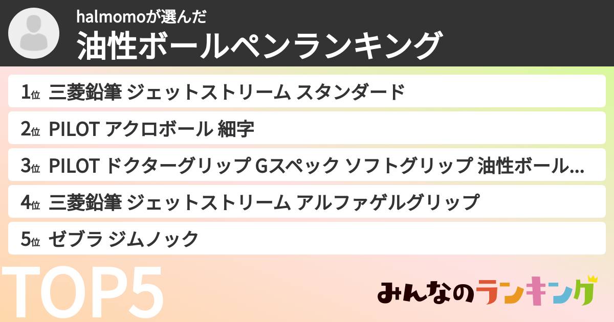 halmomoさんの「油性ボールペンランキング」