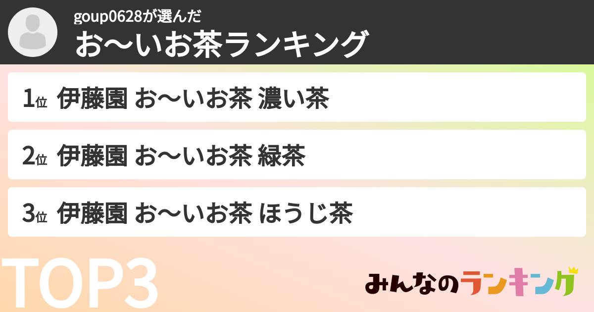 goup0628さんの「お～いお茶ランキング」