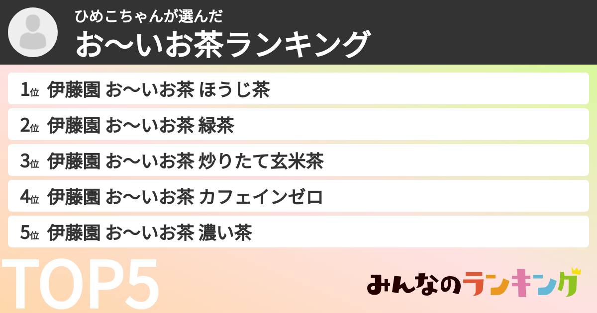ひめこちゃんさんの「お～いお茶ランキング」