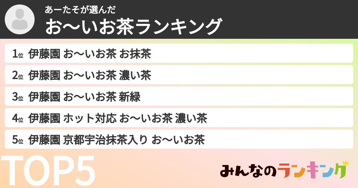 あーたそさんの「お～いお茶ランキング」