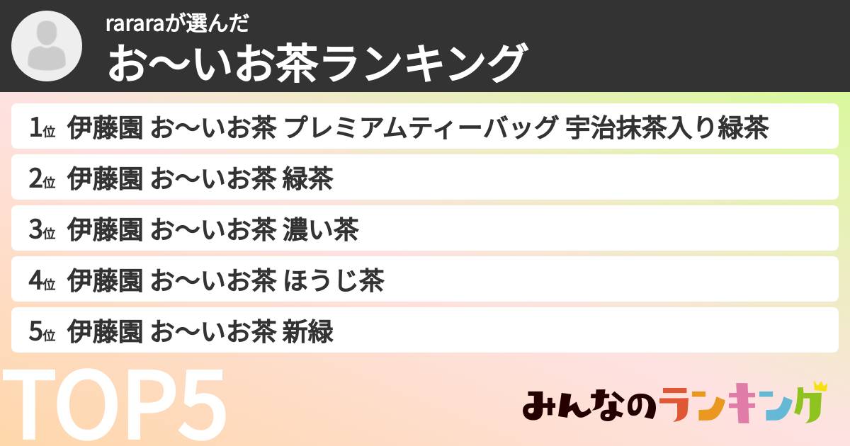 rararaさんの「お～いお茶ランキング」