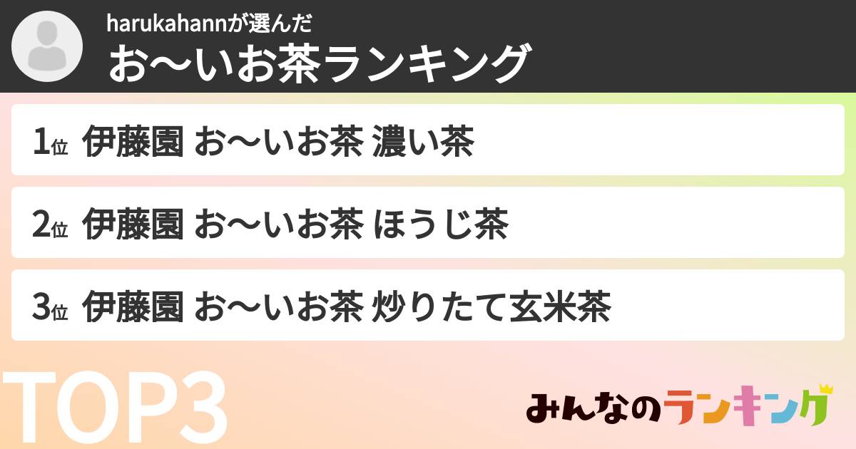 harukahannさんの「お～いお茶ランキング」