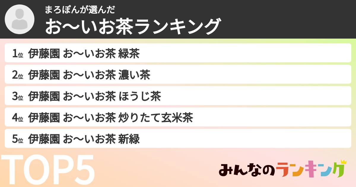 まろぽんさんの「お～いお茶ランキング」
