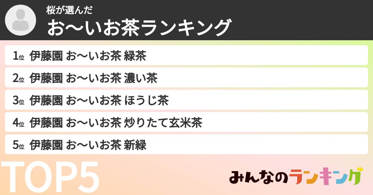 桜さんの「お～いお茶ランキング」