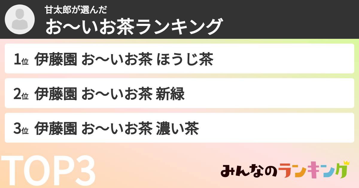 甘太郎さんの「お～いお茶ランキング」