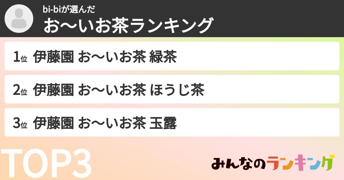 bi-biさんの「お～いお茶ランキング」