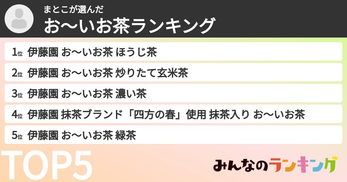 まとこさんの「お～いお茶ランキング」