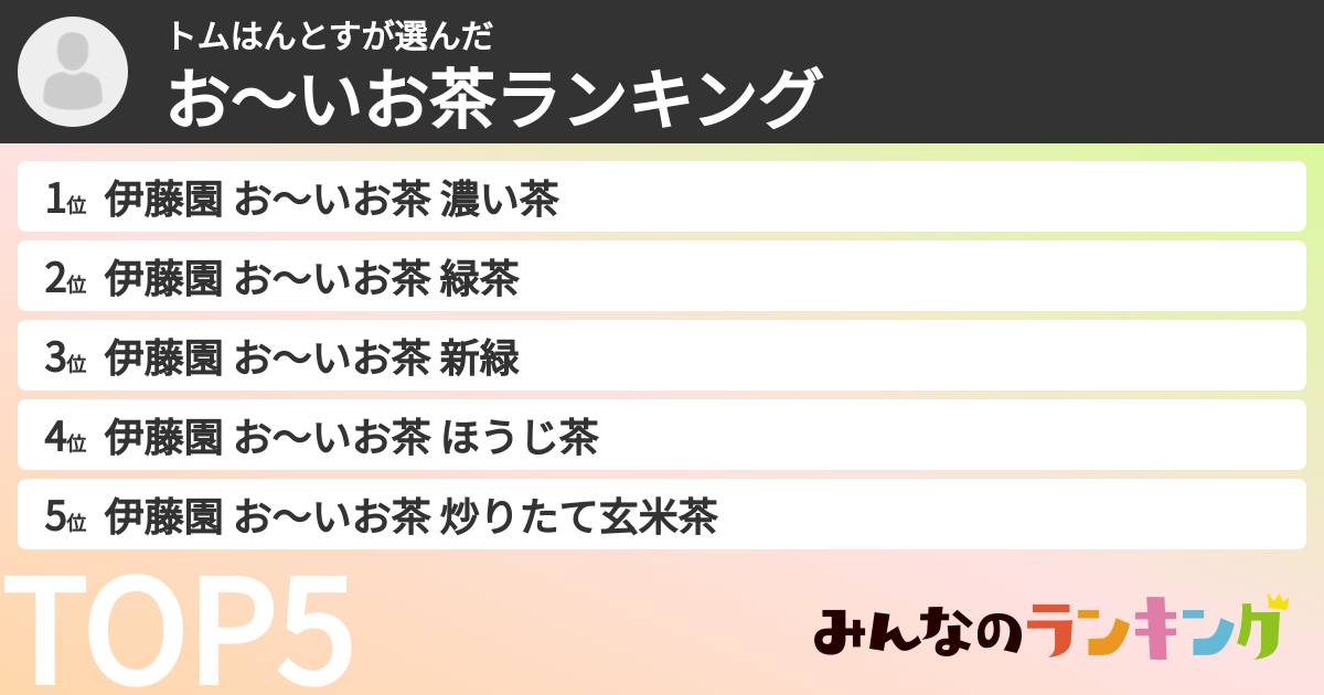 トムはんとすさんの「お～いお茶ランキング」