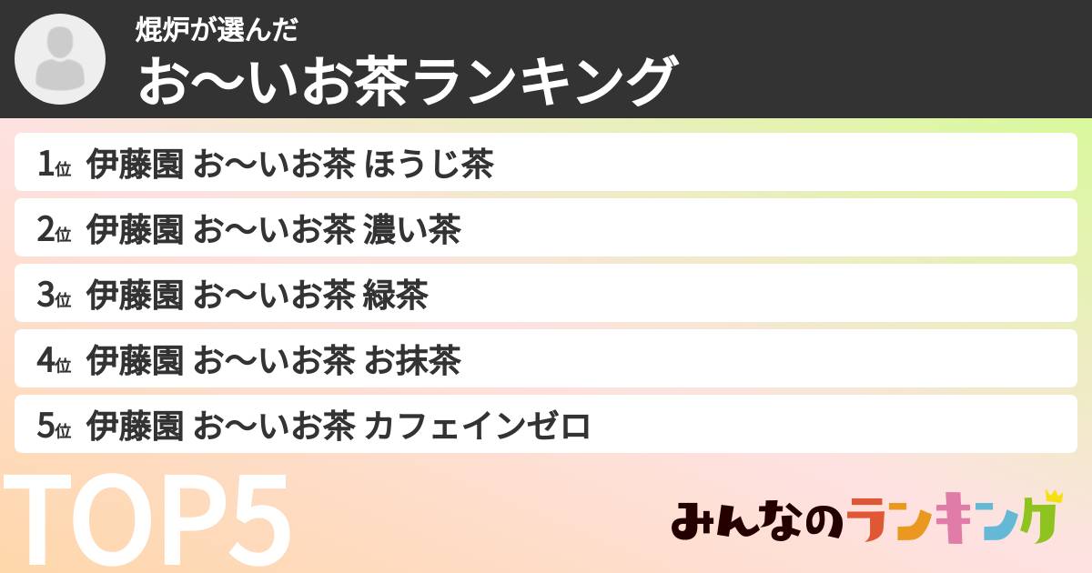 焜炉さんの「お～いお茶ランキング」