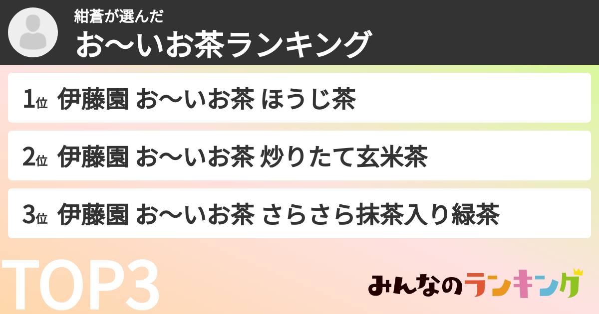 紺蒼さんの「お～いお茶ランキング」
