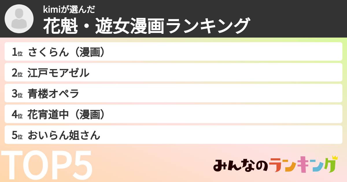 kimiさんの「花魁・遊女漫画ランキング」