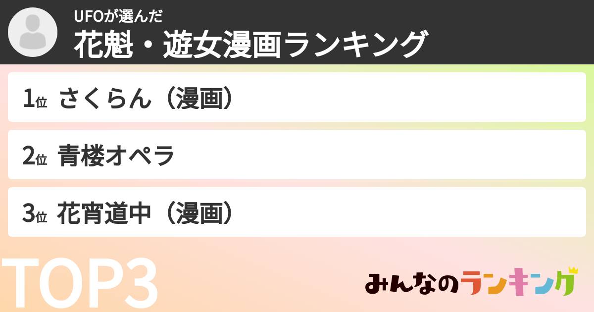 UFOさんの「花魁・遊女漫画ランキング」