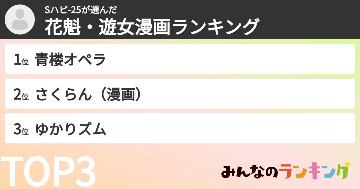 Sハピ-25さんの「花魁・遊女漫画ランキング」