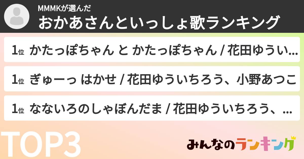 MMMKさんの「おかあさんといっしょ歌ランキング」