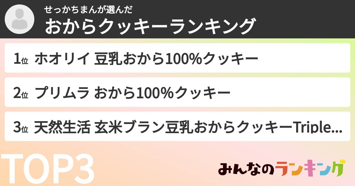 せっかちまんさんの「おからクッキーランキング」