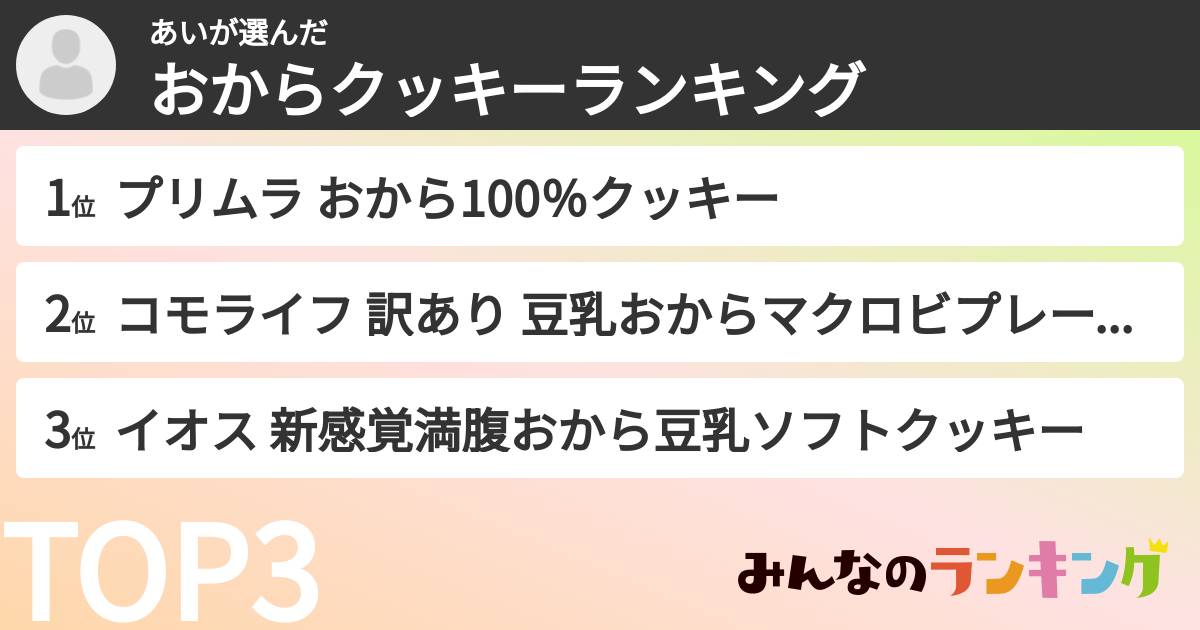 あいさんの「おからクッキーランキング」