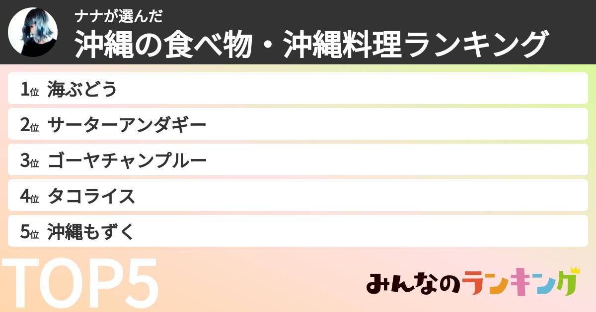 ナナさんの「沖縄の食べ物・沖縄料理ランキング」