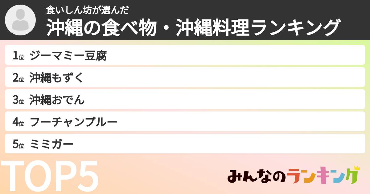 食いしん坊さんの「沖縄の食べ物・沖縄料理ランキング」
