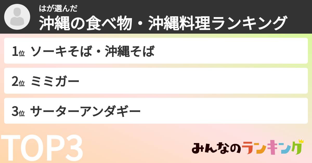 はさんの「沖縄の食べ物・沖縄料理ランキング」