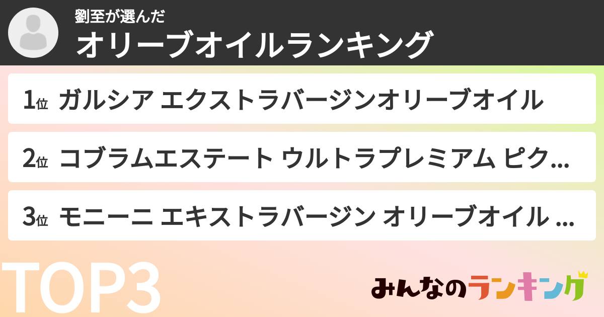 劉至さんの「オリーブオイルランキング」